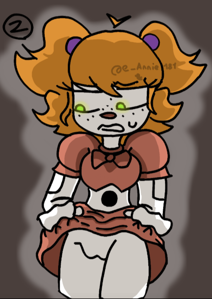 1girls 2d 2d_(artwork) baby_(fnafsl) breasts circus_baby circus_baby_(fnaf) e_annie_181 embarrassed embarrassed_female female female_focus female_only five_nights_at_freddy's flashing green_eyes holding_skirt looking_away nervous nervous_sweat no_panties orange_hair pantyless presenting presenting_pussy pussy red_shirt red_skirt shirt showing_pussy skirt skirt_lift skirt_lifted_by_self skirt_up solo solo_female sweat sweatdrop tagme twintails white_skin