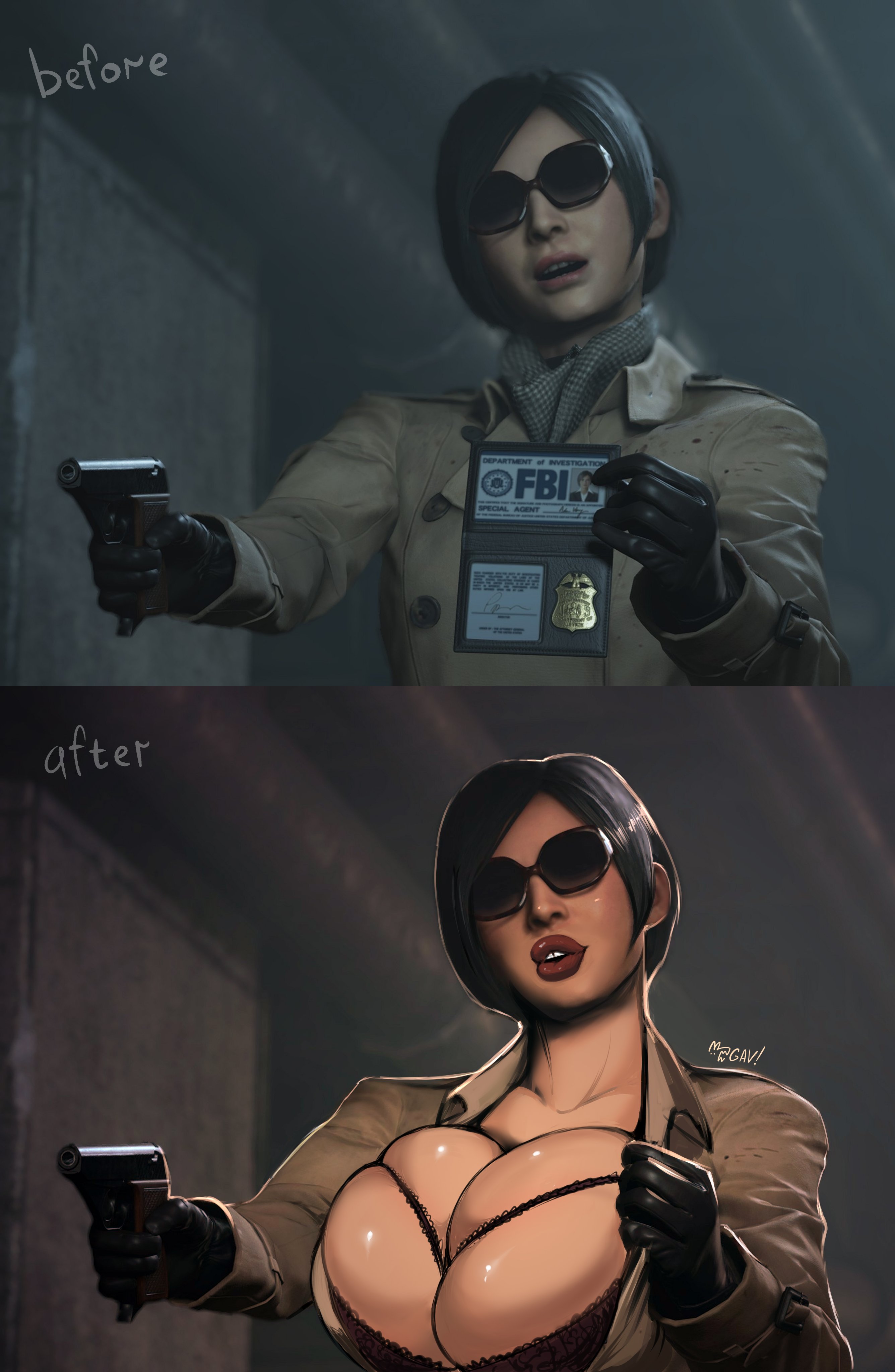 3d, ada wong, ada wong (adriana), aleksandrgav, big breasts, big lips, bimbo, bimbofication, breast expansion, breast growth, breast growth (enlargement), breasts, bursting breasts, busty, capcom, cleavage, edit, female, female focus, hourglass figure, large breasts, lip expansion, lipstick, overflowing breasts, puffy lips, redraw, resident evil, resident evil 2, resident evil 2 remake, tagme, wide hips