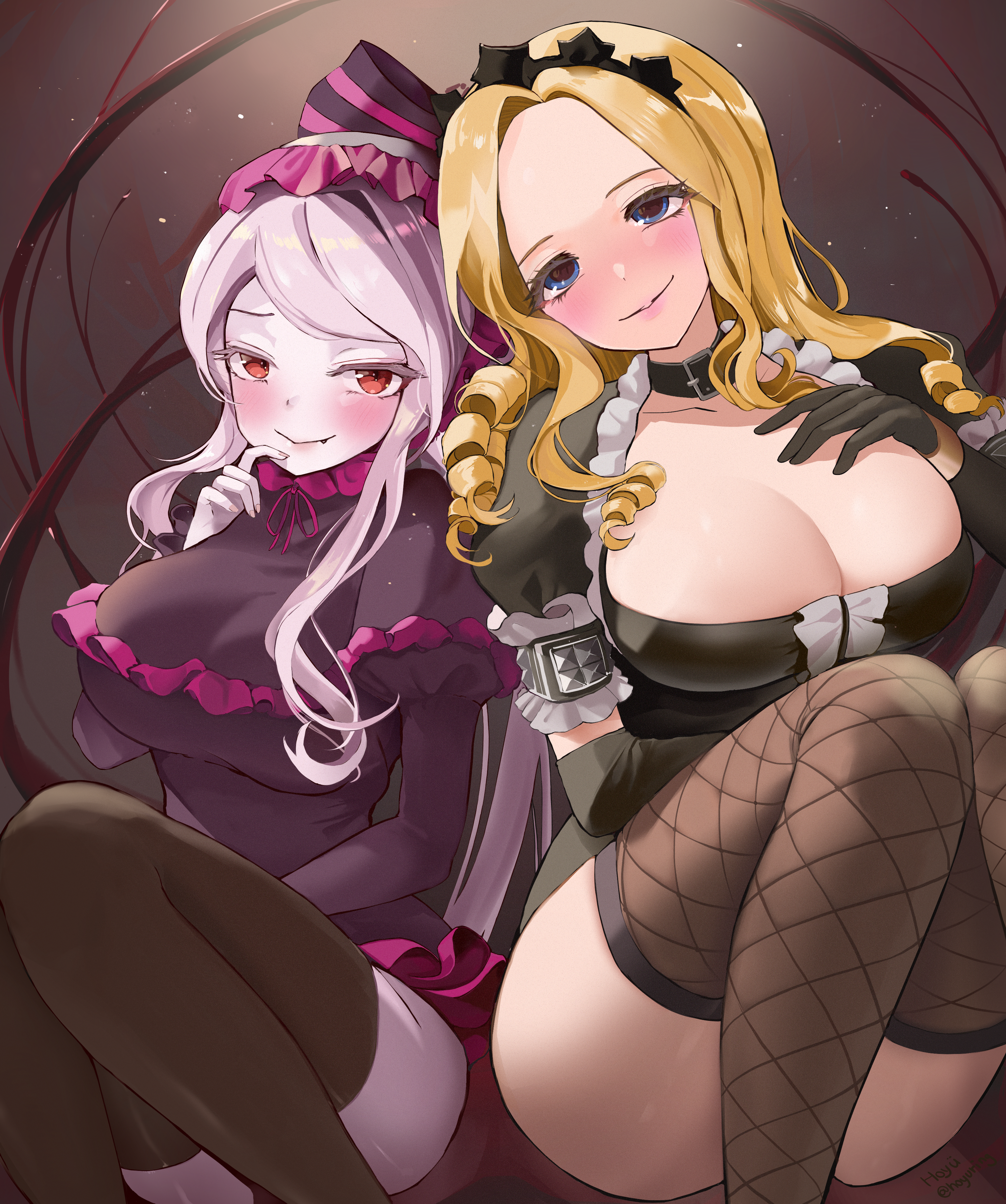 2girls, big breasts, breasts, clothing, female, female only, hoyuring, overlord (maruyama), shalltear bloodfallen, solution epsilon, tagme
