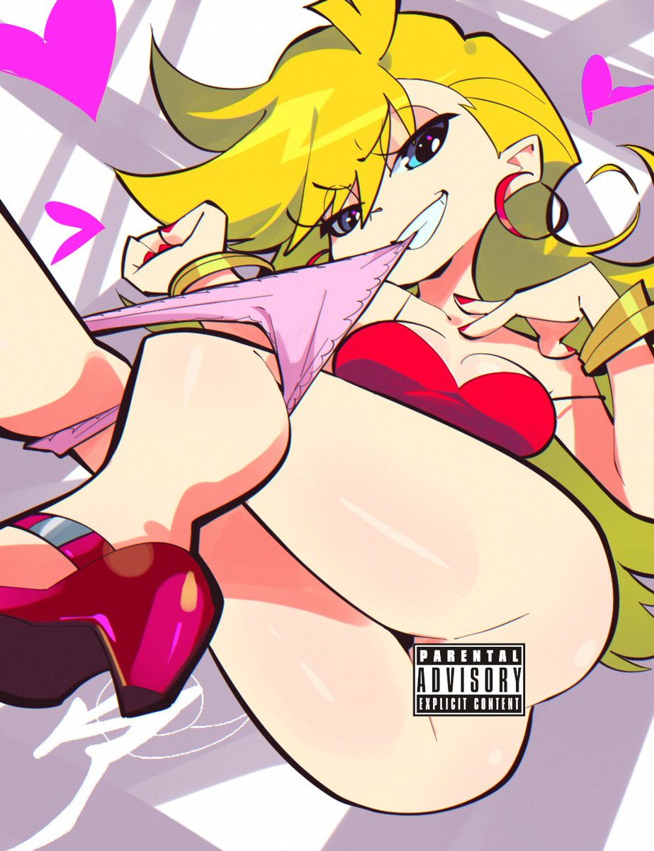 1girls, aetherion art, censored, female, panties, panty & stocking with garterbelt, panty anarchy, removing panties