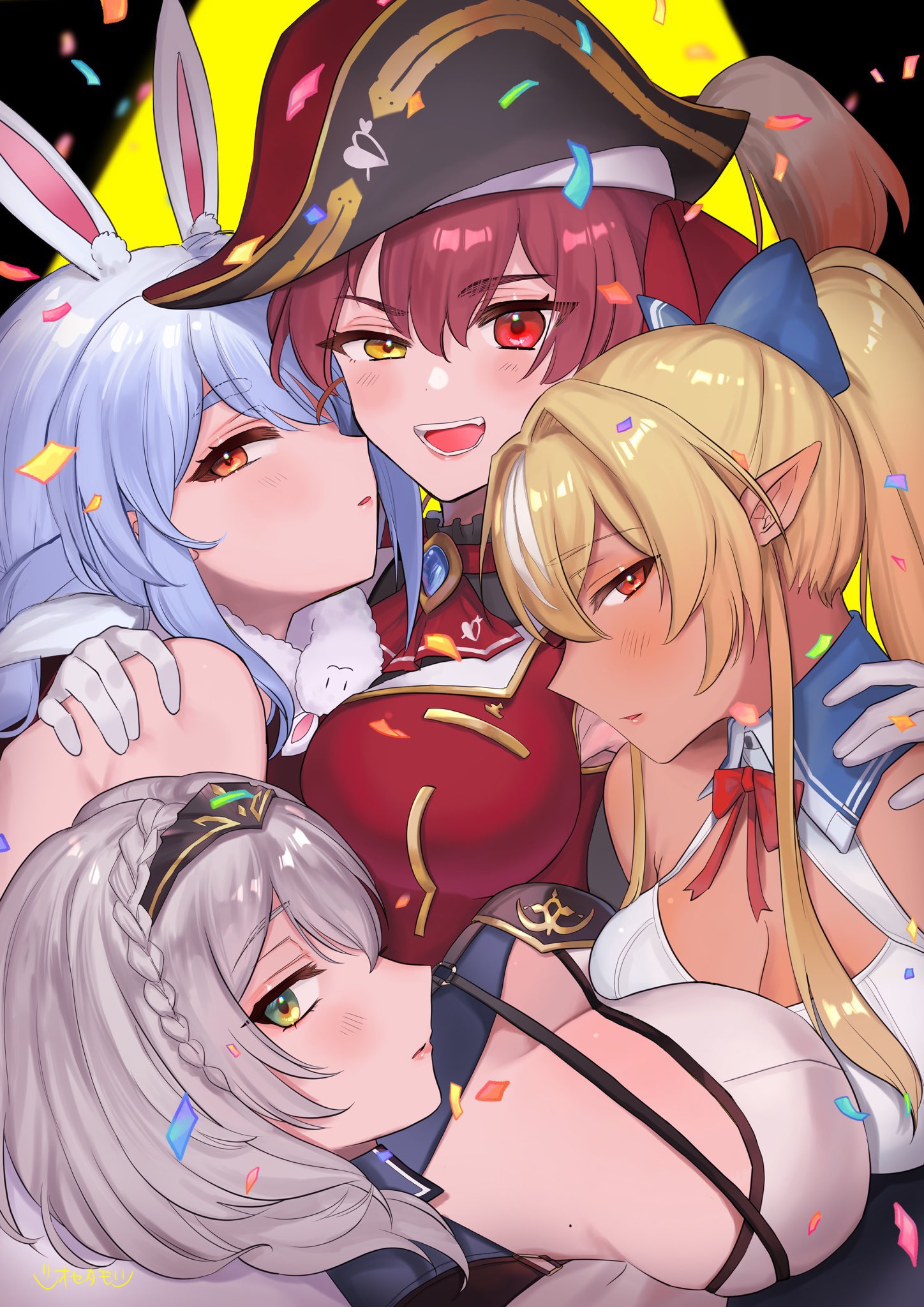 artist request, female, hololive, hololive fantasy, hololive japan, houshou marine, shiranui flare, shirogane noel, tagme, usada pekora, virtual youtuber