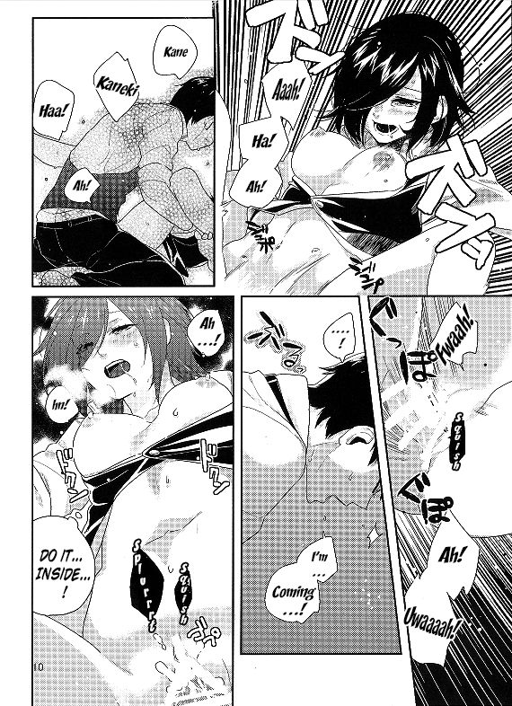 1boy 1girls breasts doujinshi duo kaneki_ken kirishima_touka nipples penis sex short_hair tokyo_ghoul