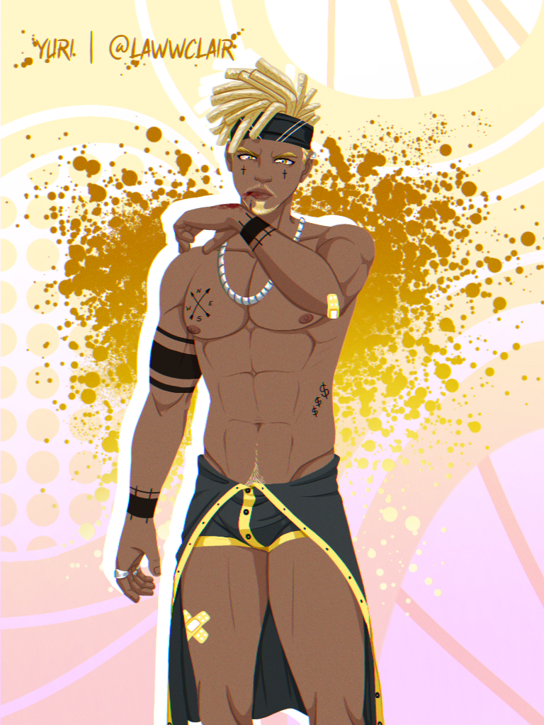 black_skin blonde_hair bulge lawwclair male male_only underwear yellow yellow_eyes