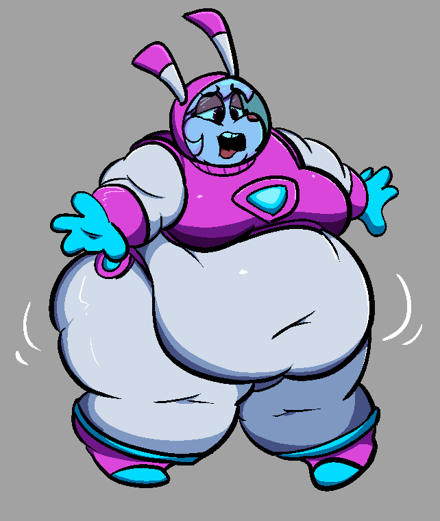 burping growtopia huge_belly huge_thighs only_female overweight overweight_female rabbit skiptty solo_female space_rabbit(growtopia) space_suit suit tight_suit