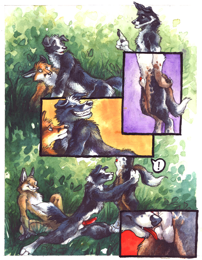 ball_licking balls black blotch canine canine_penis chance colored comic forest fox fur furry furry_ears furry_tail gay grass licking male missionary_position no_humans nude orange penis sex tail tongue tree white_fur