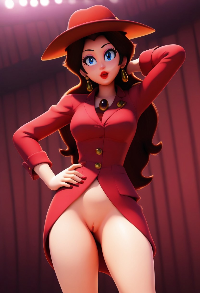 1girls ai_generated jpeg pauline presenting_pussy pussy solo solo_focus standing super_mario_bros. super_mario_odyssey