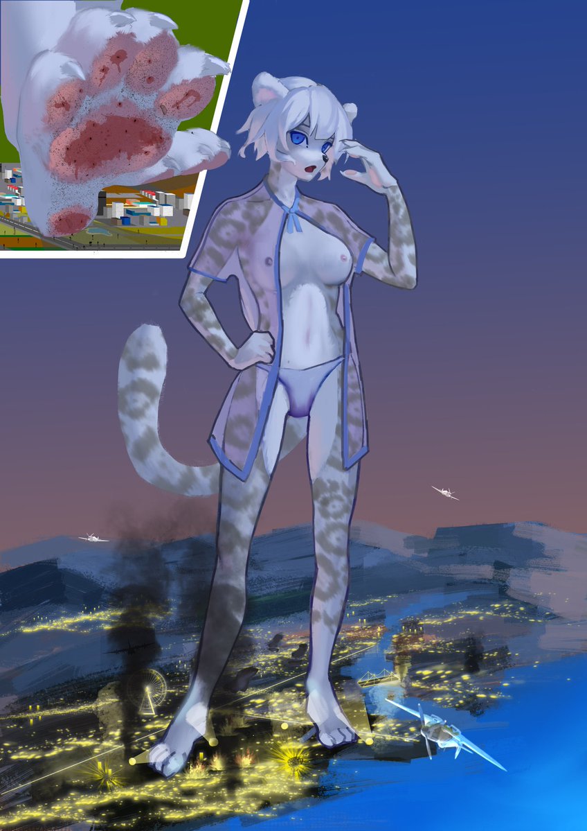 anthro city crush felid female https://x.com/liu98396134 humanoid macro mammal nipples pantherine solo