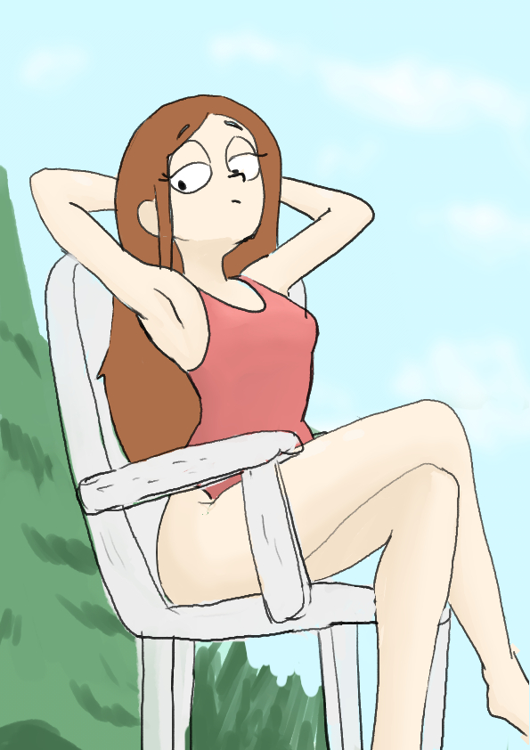 1girls armpits arms_up belly belly_button breasts cleavage clothed clothing disney female female_focus female_only gravity_falls lifeguard rain12641 wendy_corduroy