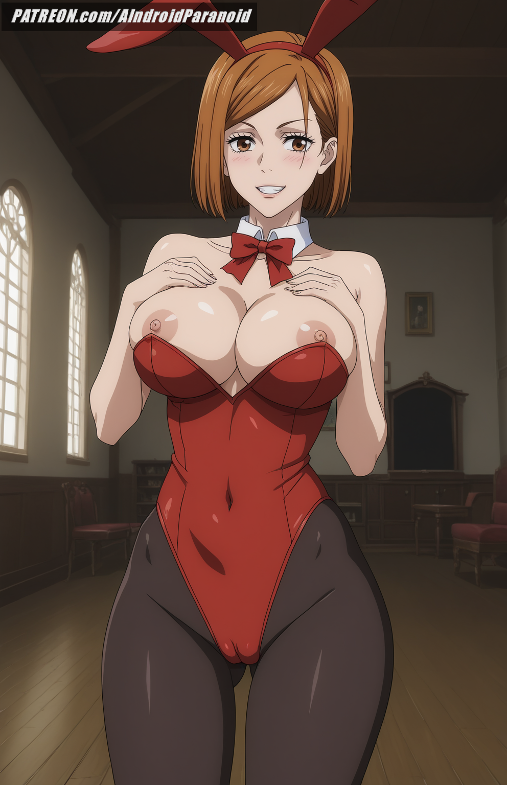 ai_generated aindroidparanoid ass big_breasts big_butt bitch breasts breasts_out bunny_ears bunny_girl bunnysuit cameltoe cleavage curvy fat_ass female female_only hips huge_ass huge_breasts jujutsu_kaisen kugisaki_nobara large_ass large_breasts leotard narrow_waist nipple_slip nipples nipples_outside nipples_slip nipples_visible_through_clothing orange_eyes orange_hair prostitute prostitution short_hair slim slim_waist stable_diffusion tits_out topless voluptuous wide_hips