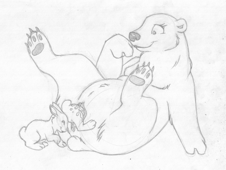 2009 amarimasi bear clitoris female feral insertion lagomorph legs_up nude on_back penetration polar_bear pussy pussy_juice rabbit size_difference sketch solo spread_legs spreading unbirthing vaginal_penetration vore wet