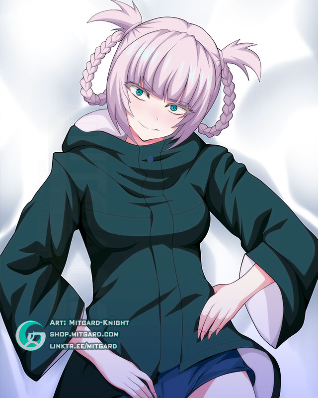 1girls blue_eyes bodypillow call_of_the_night dakimakura fanart female female_only mitgard-knight nanakusa_nazuna purple_hair solo vampire yofukashi_no_uta