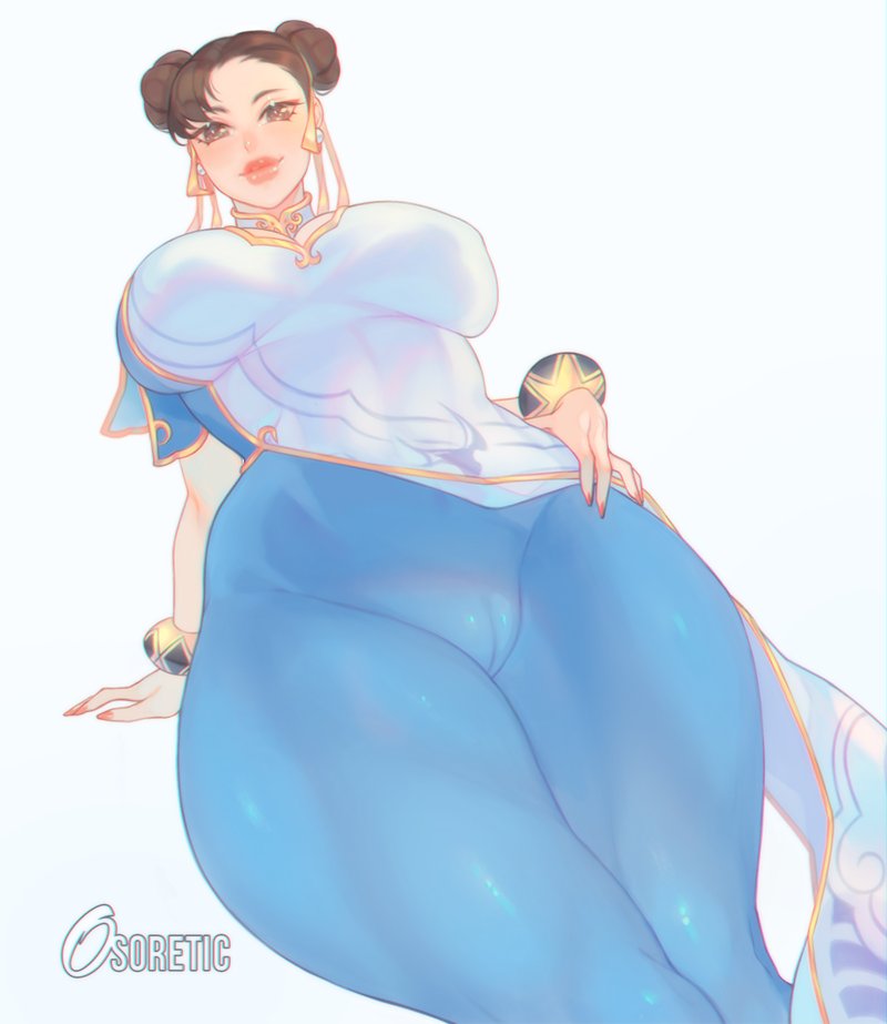 1girls asian asian_clothing asian_female big_breasts big_lips blue_pants bottomwear breasts brown_eyes brown_hair cameltoe capcom chinese_clothes chun-li curvy female female_only fully_clothed hair_bun huge_breasts lips nail_polish nails osoretic pants solo solo_female street_fighter street_fighter_6 thick_lips thick_thighs thighs topwear voluptuous