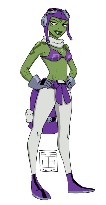 attea ben_10 ben_10_omniverse big_lips bikini cartoon_network clothes_removed freckled_skin freckles frog_girl green_skin incursean pilot_hat simple_background simple_shading skinny small_breasts smooth_skin