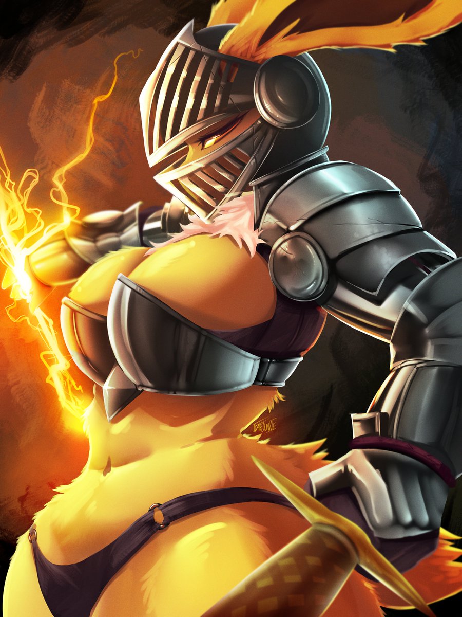 1girls, anthro, anthrofied, armor, big breasts, breasts, cleavage, clothing, eeveelution, electricity, faejunkie, female, female only, fur, furry, furry only, jolteon, knight, lightning, looking at viewer, nintendo, pokémon (species), pokemon, pokemon (species), pokemorph, side view, skimpy armor, solo, solo female, tagme, tail, thick thighs, yellow fur