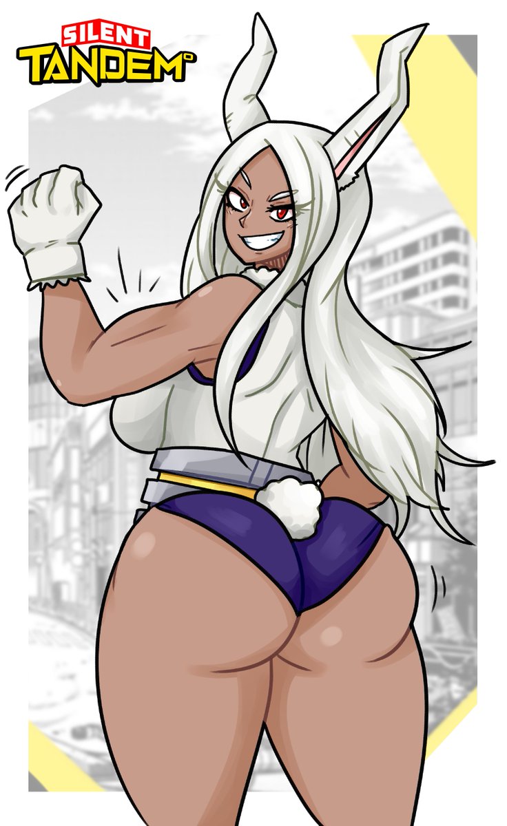 1girls, armwear, ass, ass focus, big ass, big breasts, breasts, bunny ears, bunny tail, female, female only, gloves, huge ass, large ass, leotard, long hair, miruko, muscles, muscular, muscular female, my hero academia, red eyes, rumi usagiyama, shounen jump, sideboob, silenttandem, solo, solo female, superheroine, thick thighs, thighs, white hair