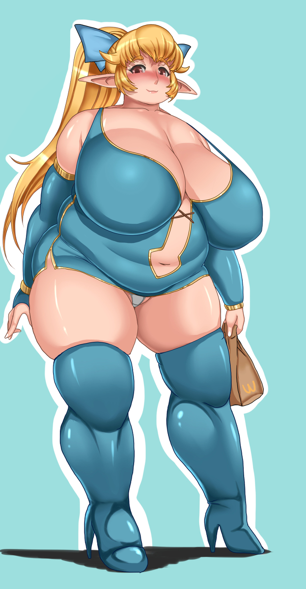 1girls 2015 alternate_version_available astraea13 bbw big_breasts blonde_hair breasts brown_eyes chubby chubby_female cleavage curvaceous curvy elf elf_ears elf_female female female_focus heel_boots heels hi_res high_resolution highres huge_breasts large_breasts long_hair looking_at_viewer plump pointy_ears ponytail solo solo_female solo_focus thick_thighs thighhighs thighs voluptuous