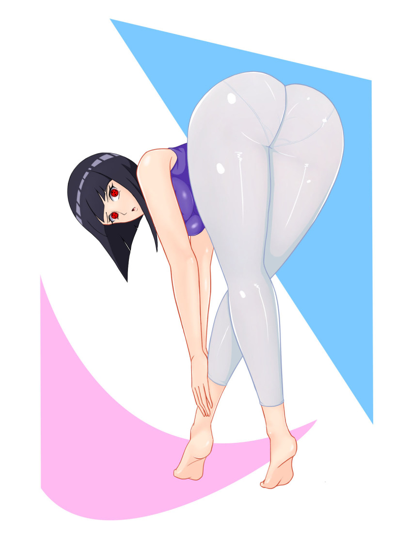1girls, ass, ass focus, bent over, black hair, boruto: naruto next generations, brainwashing, breasts, cleavage, clothed, clothed female, corruption, feet, female, femsub, hi res, huge ass, hyuuga hinata, large breasts, light skin, light-skinned female, looking at viewer, mind control, naruto, naruto (series), neo-izayoi, on tiptoe, panties, red eyes, see-through clothing, sharingan, solo, solo female, solo focus, stretching, sweatpants, symbol-shaped pupils, teenage female, teenager, thick thighs, tights, tiptoes, unique eyes, uzumaki hinata, wide hips