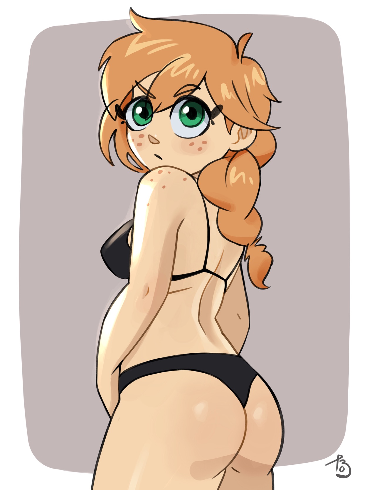 1girls, alex (minecraft), alternate version available, artist signature, ass, ass focus, backside, bare shoulders, bra, clothing, cute, female, freckles, green eyes, looking back, minecraft, mojang, orange hair, panties, patreon, solo, tobi (artist), tobiart, underwear, underwear only, voluptuous