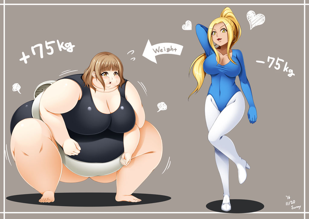 2girls annoyed attribute_swap big_belly big_breasts blonde_hair breasts brown_hair colorless female female_only heels measurements morbidly_obese overweight overweight_female ponytail sunny3257 thick_thighs thighs yellow_eyes