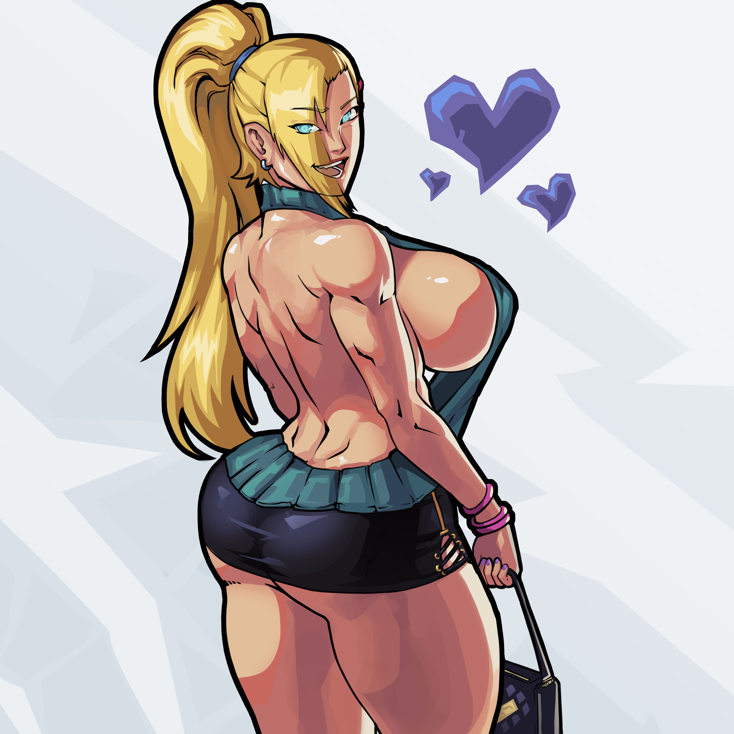 1girls, abs, almost naked, alternate costume, arched back, armwear, ass, athletic, athletic female, back view, backless, backless outfit, bag, bare arms, bare back, bare shoulders, bare thighs, barefoot, biceps, big breasts, blonde hair, blue eyes, boruto: naruto next generations, bracelets, breasts, breasts bigger than head, bubble ass, bubble butt, busty, clothed, clothed female, clothing, costume, curvaceous, earrings, equinox006, extreme muscles, eyebrows visible through hair, eyes visible through hair, feet out of frame, female, female only, fit, fit female, hair over one eye, half naked, handbag, heart, holding object, huge breasts, impossible clothes, ino yamanaka, jewelry, kunoichi, light blue eyes, looking at viewer, looking back, mature, mature female, meme attire, microskirt, milf, miniskirt, mostly nude, muscles, muscular, muscular arms, muscular ass, muscular back, muscular female, muscular legs, muscular thighs, naruto, naruto (series), naughty, naughty face, naughty smile, ninja, no bra, no panties, no underwear, open mouth, open smile, outfit, ponytail, presenting, presenting ass, presenting hindquarters, rear view, revealing clothes, round ass, seductive, seductive eyes, seductive look, seductive mouth, seductive pose, seductive smile, shounen jump, sideboob, six pack, skirt, sleeveless, sleeveless sweater, smile, solo, solo focus, spoken heart, sweater, thick, thick body, thick thighs, tied hair, toned, toned female, triceps, very long hair, virgin killer sweater, voluptuous
