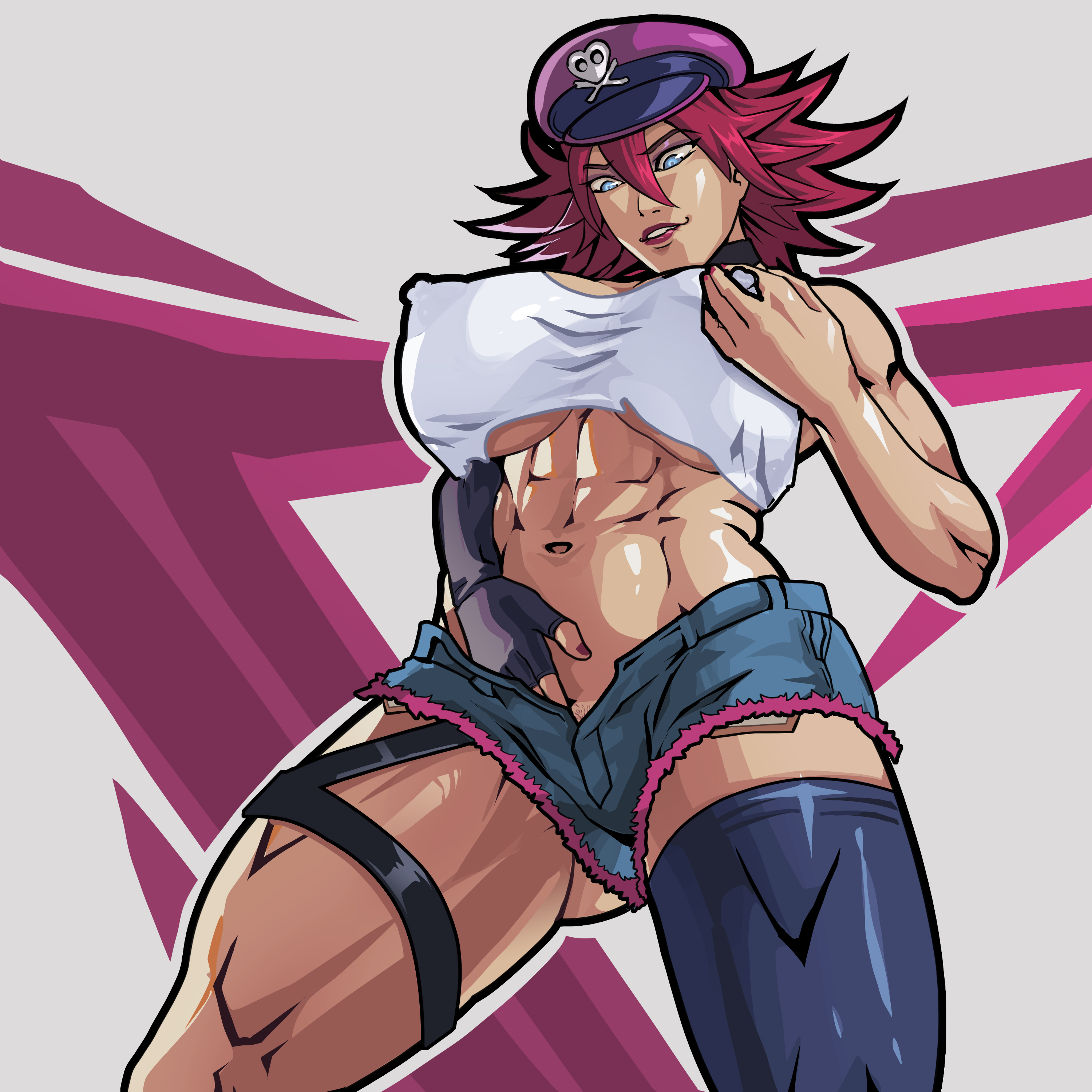 1girls, breasts, busty, capcom, equinox006, female, female only, final fight, hourglass figure, navel, pink hair, pinup, pinup pose, poison (final fight), solo, street fighter, street fighter v, tagme, wide hips