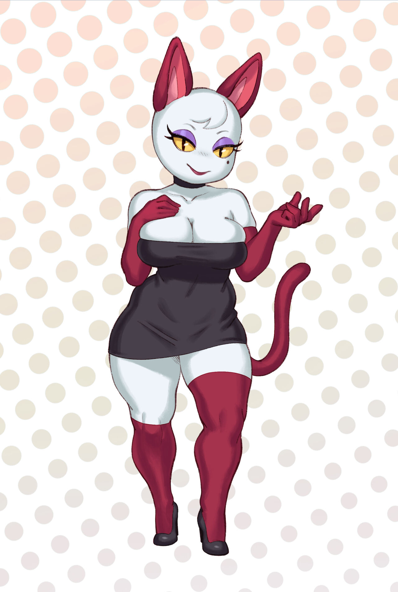 animal_crossing anthro breasts cleavage clothed clothing felid feline felis female female_focus female_only fur furry furry_only nintendo olivia_(animal_crossing) rizdraws snooty_villager solo source_request tail thick_thighs thighs year_request yellow_eyes