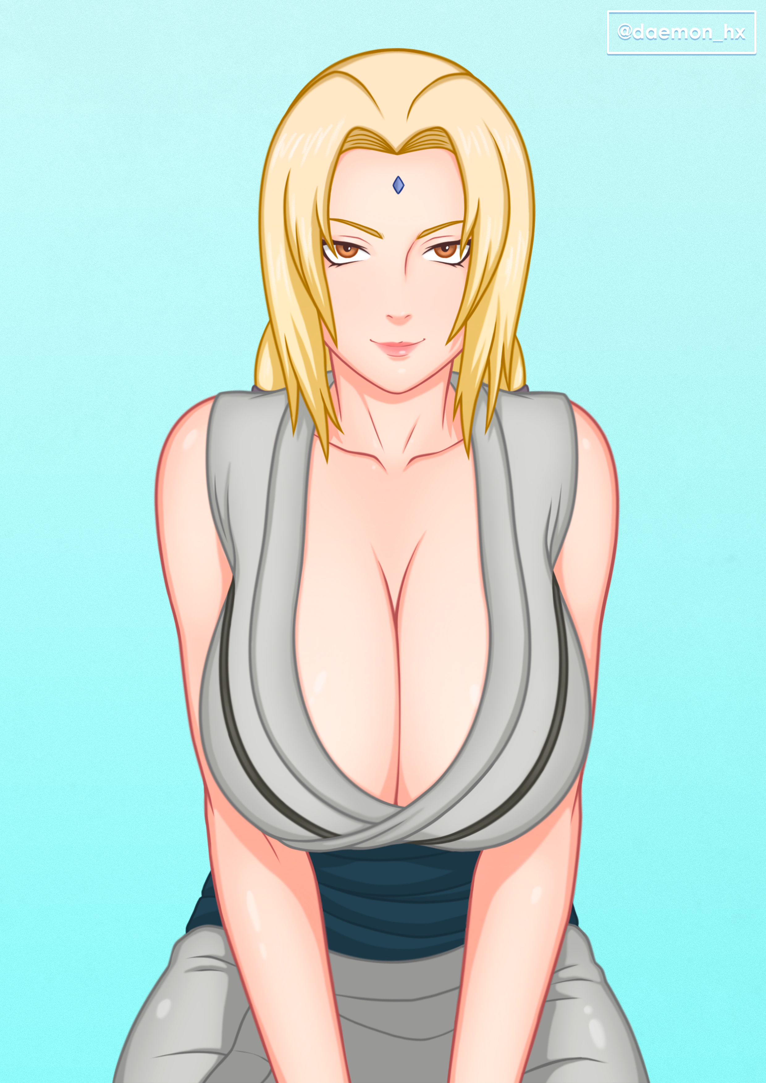 1girls, ass, big breasts, blonde, blonde hair, breasts, cleavage, daemonhx, female, female only, huge ass, huge breasts, large breasts, looking at viewer, milf, naruto, naruto (classic), naruto (series), naruto shippuden, short hair, shounen jump, solo, solo female, tsunade