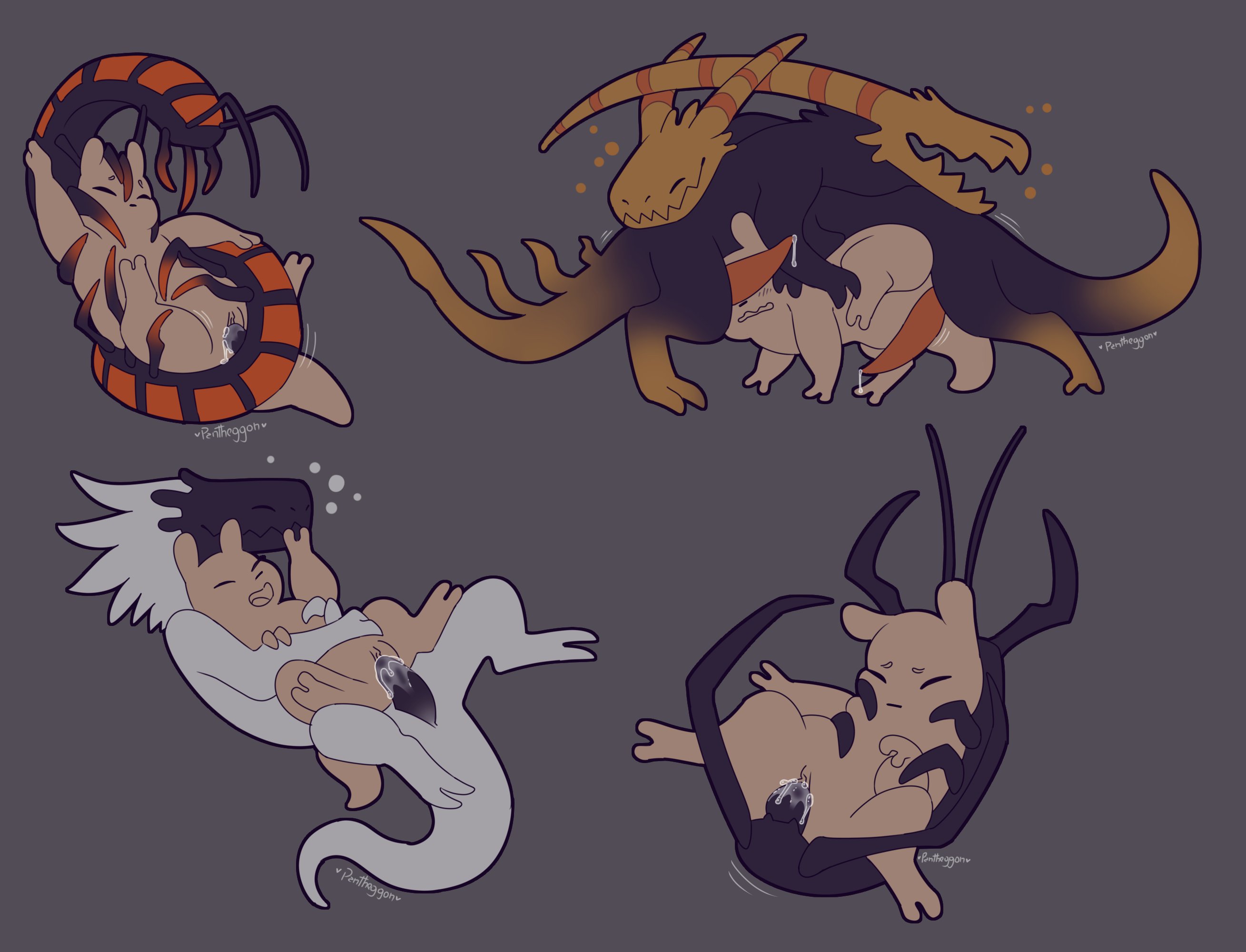 1girls, 2025, 5boys, antennae, black body, black markings, black skin, blush, bug, centipede, centipede (rain world), claws, closed eyes, cum, cum in pussy, cum inside, doggy style, dropwig (rain world), female, feral, gourmand (rain world), happy, happy sex, height difference, hi res, holding, horns, interspecies, larger male, lizard, lizard (rain world), male, male/female, multi leg, multi limb, orange body, orange markings, orange skin, pantheggon, predator/prey, pussy, rain world, sex, size difference, slugcat, spikes, tail, threesome, white body, white lizard (rain world), white skin, yellow lizard (rain world)