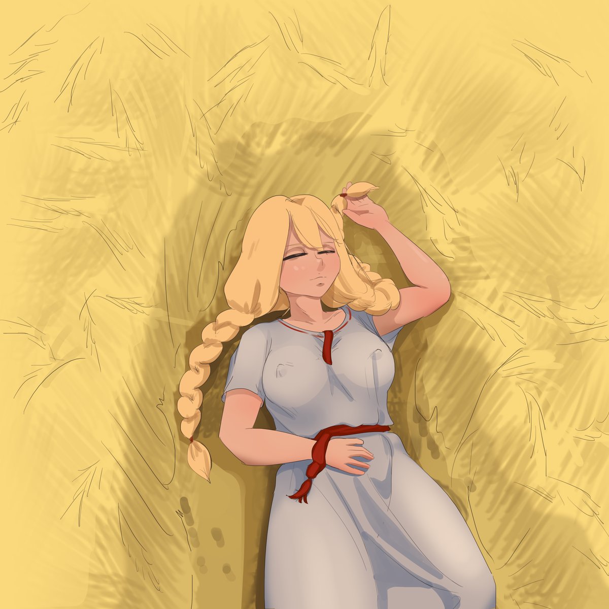 blonde hair, female, female only, imminent rimming, nipple bulge, sleeping, tagme, yankll