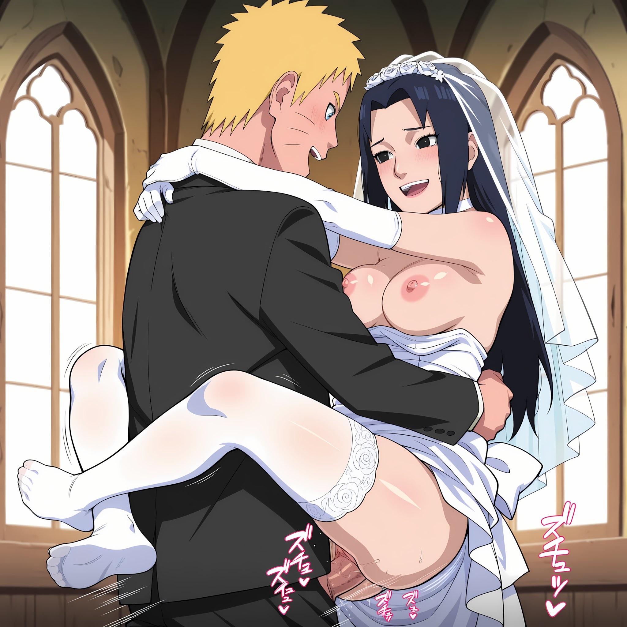 1boy, 1girls, ahe gao, ai generated, arm gloves, ass, bare shoulders, big ass, big breasts, black eyes, black hair, blue eyes, bob cut, boruto: naruto next generations, breasts, bride, busty, cheating, cheating husband, cheating on wedding day, cheating wife, choker, church, cleavage, clothed sex, clothing, cucked by bestfriend, cucked by friend, curvaceous, curvy, curvy female, curvy figure, double bun, dress, duo focus, eyes rolling back, female, garter belt, garter straps, gloves, happy sex, highres, indoors, light skin, light-skinned female, light-skinned male, lingerie, lipstick, makeup, male, mature, mature female, milf, mother and son's friend, motherly cuckold, narugirlshot, naruto, naruto (series), no bra, penetration, penis, petite, pink lips, pussy, revealing clothes, sex, short hair, sitting, sitting on lap, sitting on person, skimpy, skimpy clothes, smile, stand and carry position, stockings, straight, suit and tie, swept bangs, uchiha mikoto, uncensored, upright straddle, uzumaki naruto, vaginal penetration, vaginal sex, wedding, wedding dress, wedding lingerie, wedding veil, white dress, white lingerie, yellow hair