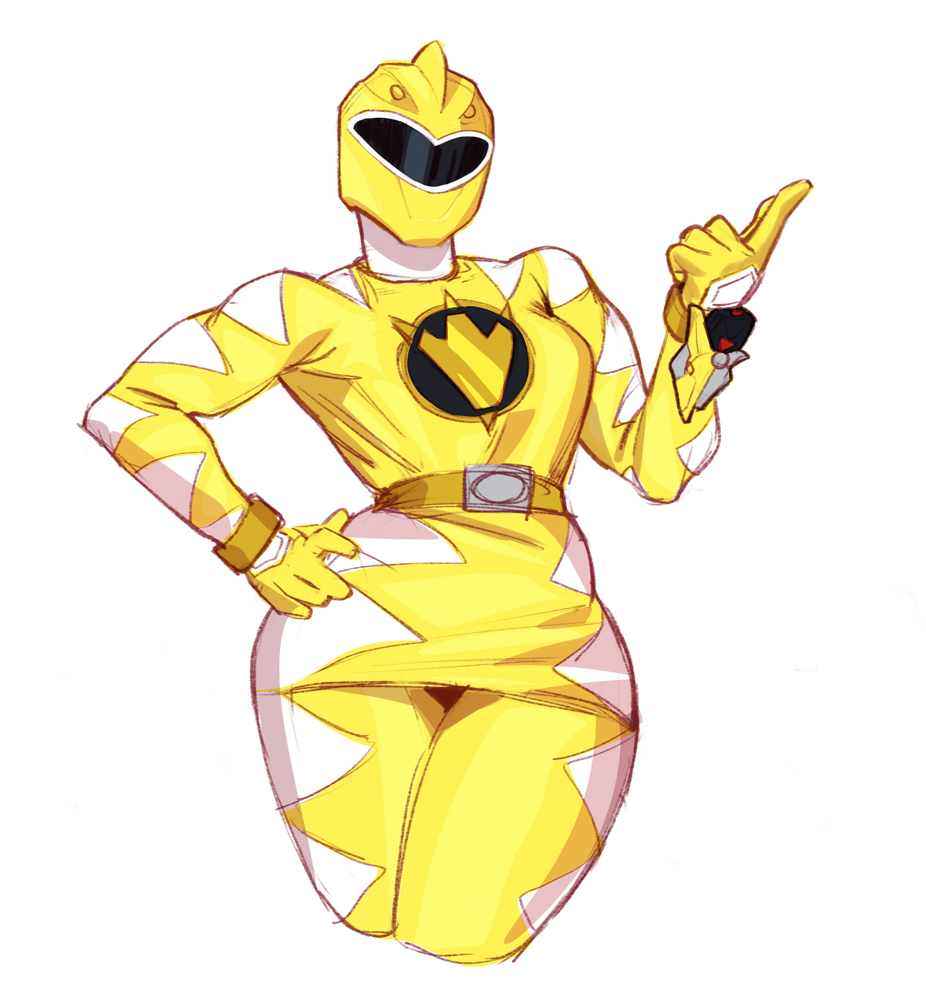 1girls, abare yellow, bakuryu sentai abaranger, clothed, clothed female, drakkaiart, female, female focus, female only, kira ford, looking at viewer, posing, posing for the viewer, power rangers, power rangers dino thunder, solo, solo female, solo focus, thick thighs, thighs, yellow ranger, yellow ranger (dino thunder)