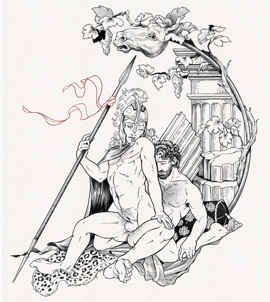 achilles, achilles (mythology), cuntboy, cuntboy/male, gay, gay sex, greek mythology, helm, helmet, homosexual, homosexual sex, iliad, intersex, male only, patrochilles, patroclus, patroclus (mythology), public domain, pussy, reverse cowgirl, reverse cowgirl position, spear, the epic cycle, traditional art, trans man, trans masc, transgender, trojan war, vagina, vaginal penetration, vaginal sex, yaoi