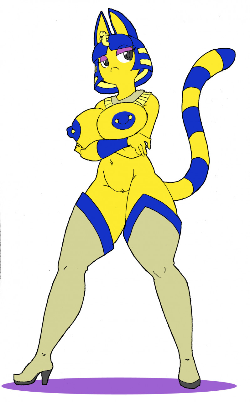 5_fingers :< animal_crossing ankha ankha_(animal_crossing) anthro areola bedroom_eyes big_breasts blue_areola blue_body blue_fur blue_hair blue_nipples boots bracelet breasts clothing crossed_arms curvaceous curvy_figure domestic_cat egyptian eyelashes felid feline felis female fingers footwear fur furry furry_only genitals glistening glistening_eyes hair half-closed_eyes hi_res high_heel_boots high_heels hourglass_figure jewelry knee_boots knee_highs legwear long_boots long_high_heel_boots long_tail looking_at_viewer mammal markings mostly_nude naked_footwear narrowed_eyes navel nintendo nipple_piercing nipples nude piercing plump_labia pussy seductive simple_background solo standing striped_body striped_fur striped_markings striped_tail stripes tail tail_markings thick_thighs tryfag uraeus video_games voluptuous white_background wide_hips yellow_body yellow_fur