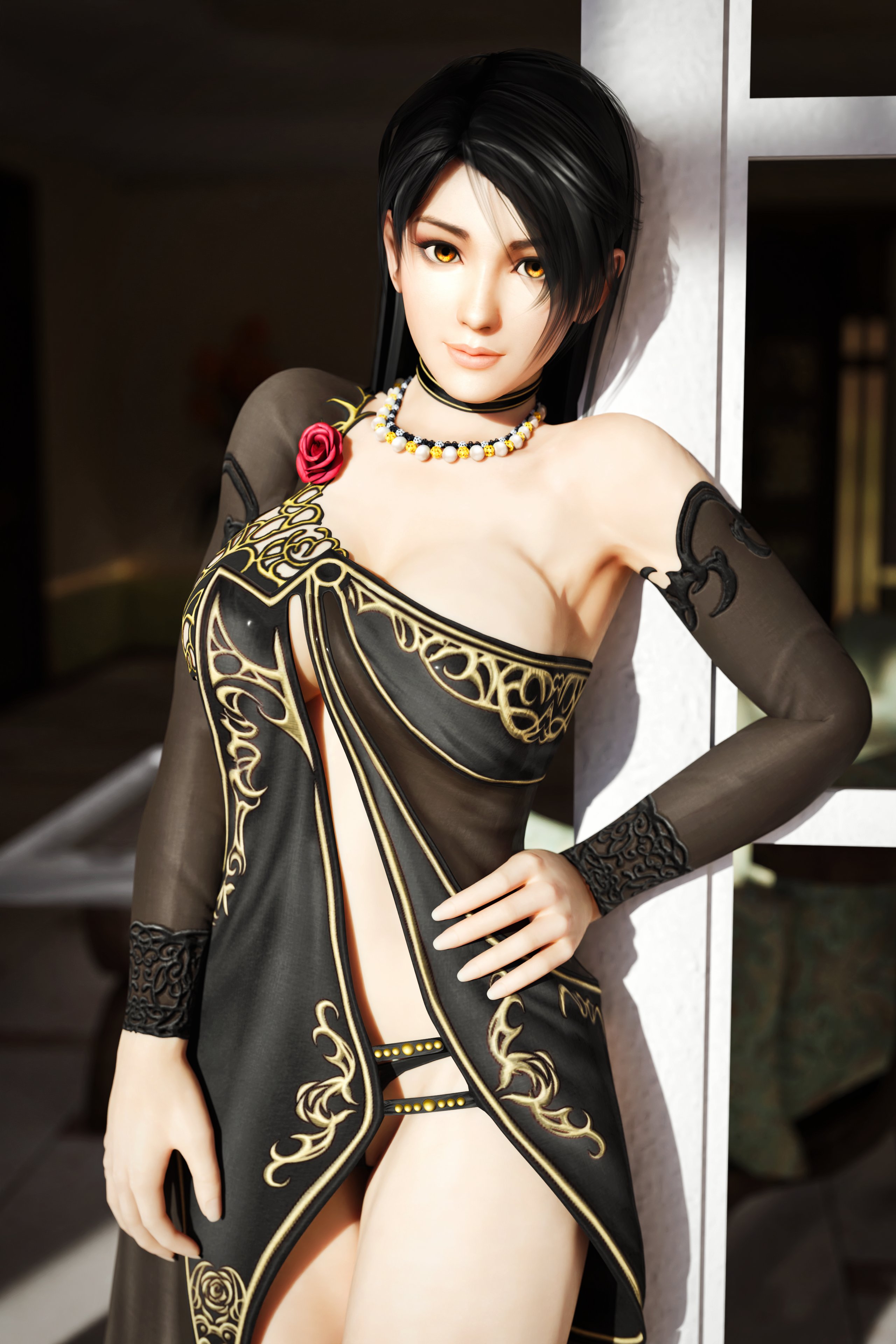 3d, big breasts, breasts, cleavage, dead or alive, dress, female, momiji (ninja gaiden), solarius astera