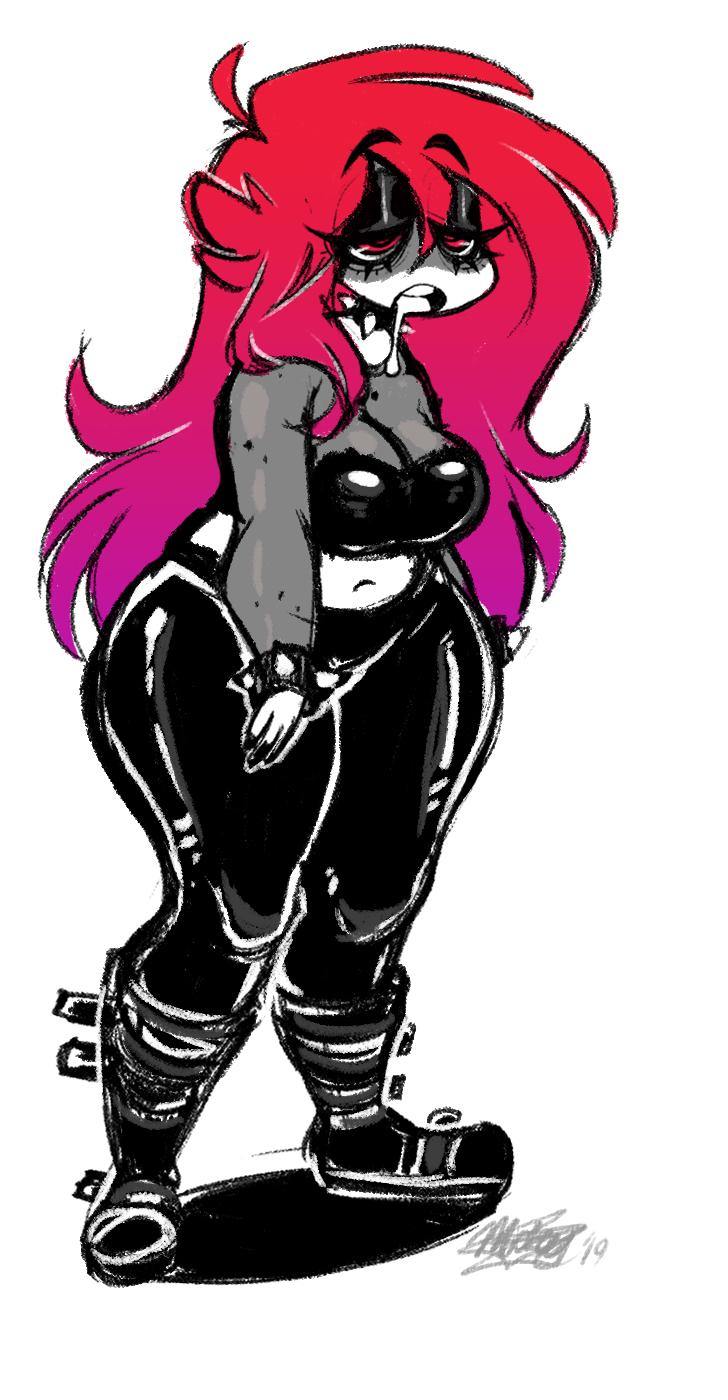 big_breasts drooling female female_only red_hair thick_thighs tired tired_eyes toon_michaela toxicsoul77 whore_eyes wide_hips