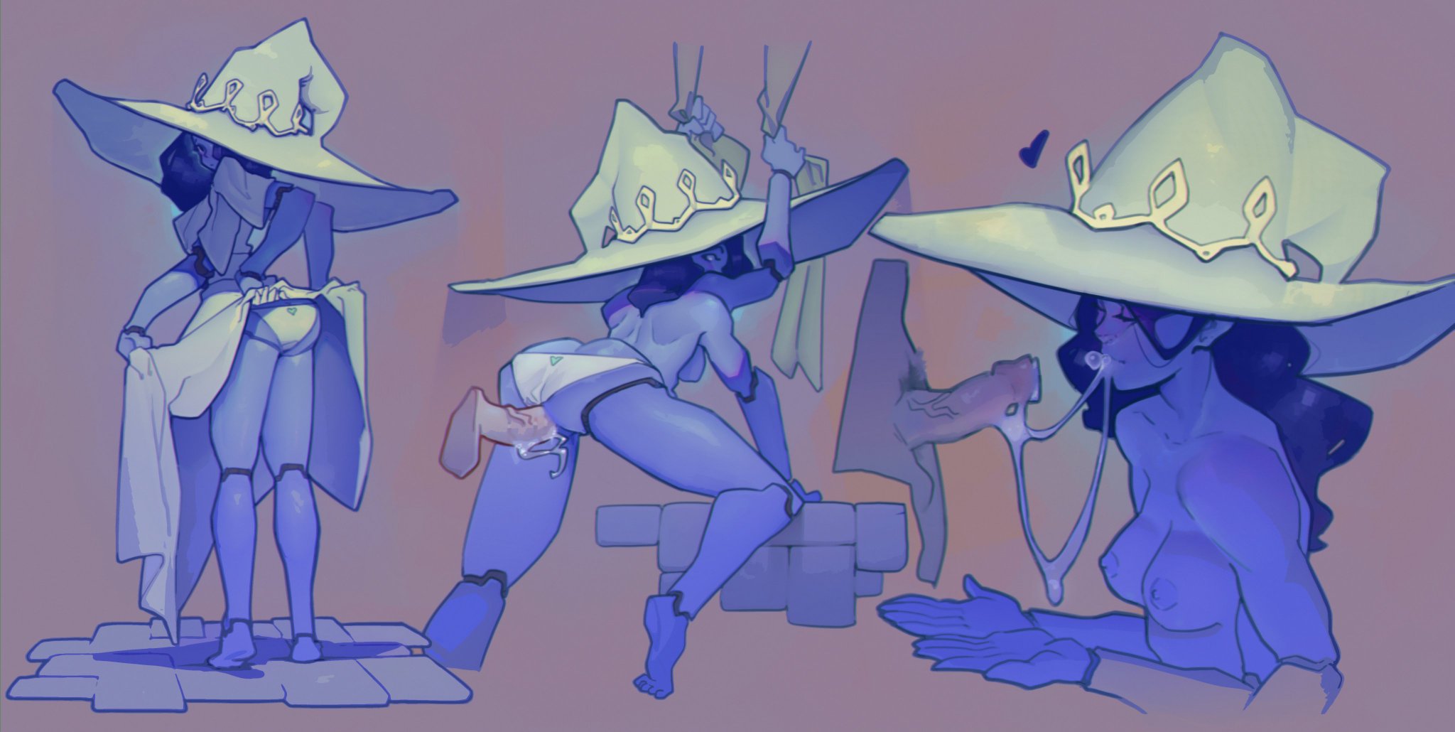 4 arms, blowjob, blue skin, elden ring, female, fromsoftware, multi arm, multi limb, ranni the witch, venomous viper, witch hat