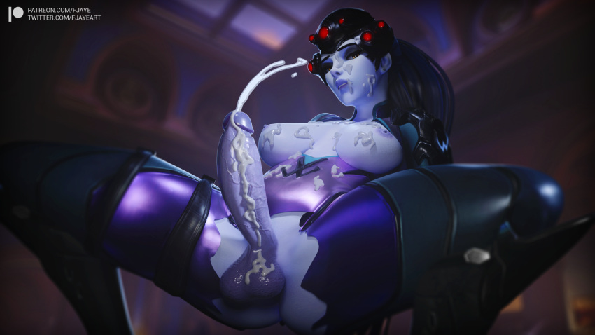 3d blizzard_entertainment cumshot fjaye futa_only futanari overwatch widowmaker