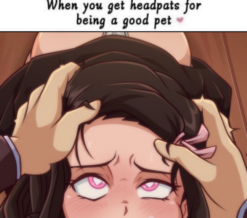 1boy, 1girls, all fours, black hair, black-haired female, blush, brown hair, cute, deepthroat, demon, demon girl, demon slayer, dirty talk, english text, eye contact, fellatio, female, fundoshi, hand on head, hands-free, headpat during blowjob, heart-shaped pupils, implied blowjob, implied deepthroat, implied fellatio, implied oral, innocent, kamado nezuko, kimetsu no yaiba, kneeling, light skin, light-skinned female, long hair, male, meme, meme caption, narrowed eyes, oni, oral, oral sex, pale skin, pale-skinned female, petite, petplay, pink eyes, pov, red hair, roleplay, rolling eyes, semidraws, shounen jump, slim, submissive female, teenager, text, tight throat, two-tone hair, young