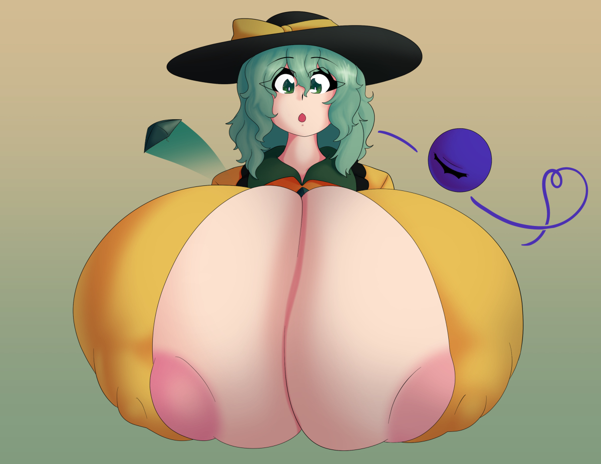 1girls, big breasts, breasts, breasts bigger than head, breasts bigger than torso, bursting breasts, female, green eyes, green hair, hat, huge breasts, hyper, hyper breasts, koishi komeiji, kooby521, koobybooby, koobykarasu, short hair, solo, solo female, tagme, third eye (touhou), touhou