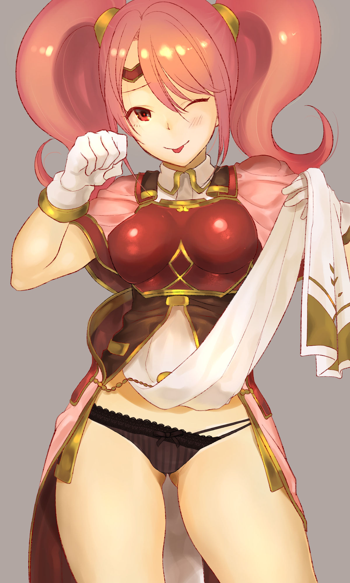 1girls ;p ass_visible_through_thighs black_panties clothes_lift female female_only fire_emblem fire_emblem_echoes:_shadows_of_valentia flashing flashing_panties kh_(tanakananataka) lifted_by_self mae_(fire_emblem) nintendo panties pelvic_curtain pelvic_curtain_lift solo tanakananataka3 tongue tongue_out underwear