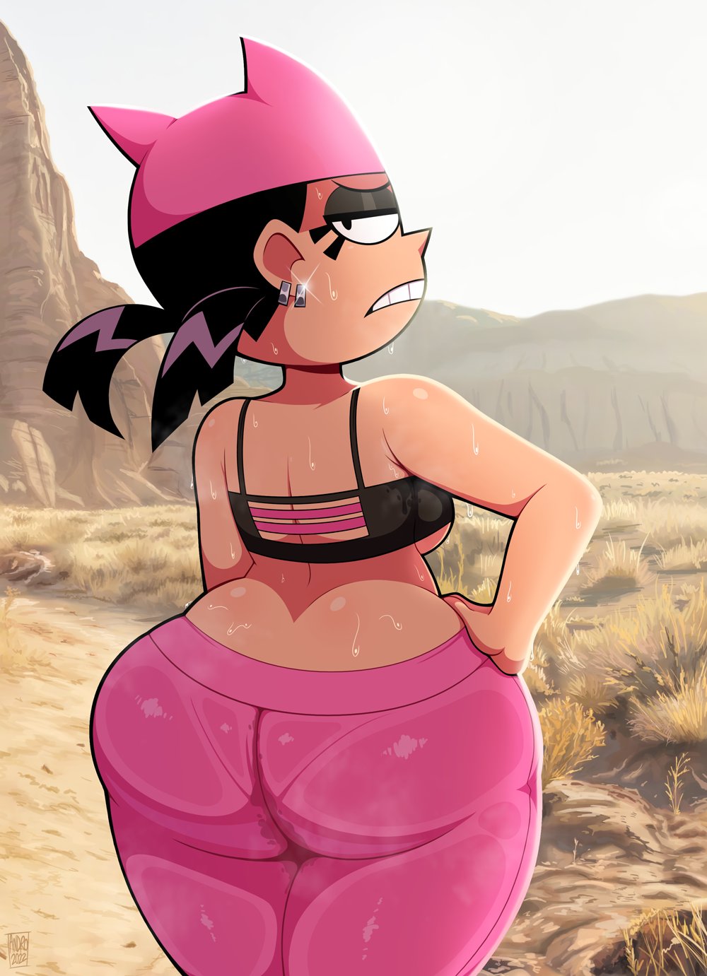1girls, 2022, 2022s, absurd res, absurdres, androjuniarto, ass, ass focus, back view, bare shoulders, big ass, big butt, black hair, breasts, bubble ass, bubble butt, butt focus, cleavage, clothed, clothing, digital drawing (artwork), digital media (artwork), enormous ass, eyelashes, fat ass, fat butt, female, female focus, female only, gigantic ass, hi res, huge ass, huge butt, large ass, large butt, looking at viewer, looking back, mature, mature body, mature figure, mature woman, milf, mommy, my life as a teenage robot, nickelodeon, outdoors, outside, round ass, solo, solo female, solo focus, swamp ass, swamp butt, sweat, thick, thick ass, thick butt, thick thighs, thighs, tiff crust, underboob, voluptuous, voluptuous female, wide hips