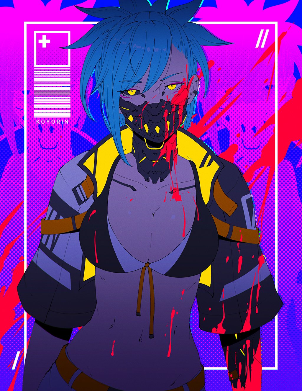 1girls big_breasts cleavage cyberpunk:_edgerunners cyberpunk_2077 female female_only gasmask koyorin light-skinned_female mask original_character presenting_breasts