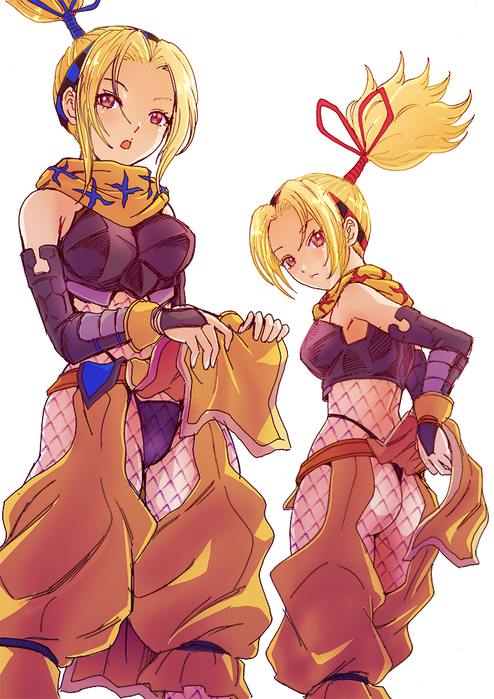 armor ass blonde blonde_hair female fishnets overlord_(maruyama) rurukichi tagme tia_(overlord) tina_(overlord) twins