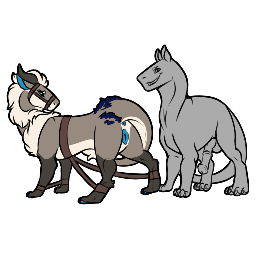 2022 animal_genitalia animal_penis animal_pussy blue_eyes bondage bound canine_pussy equine_penis felkin female feral fur genitals grey_body horn male mane nebula_(wyldwulf) penis pussy restraints symrea telegram_sticker