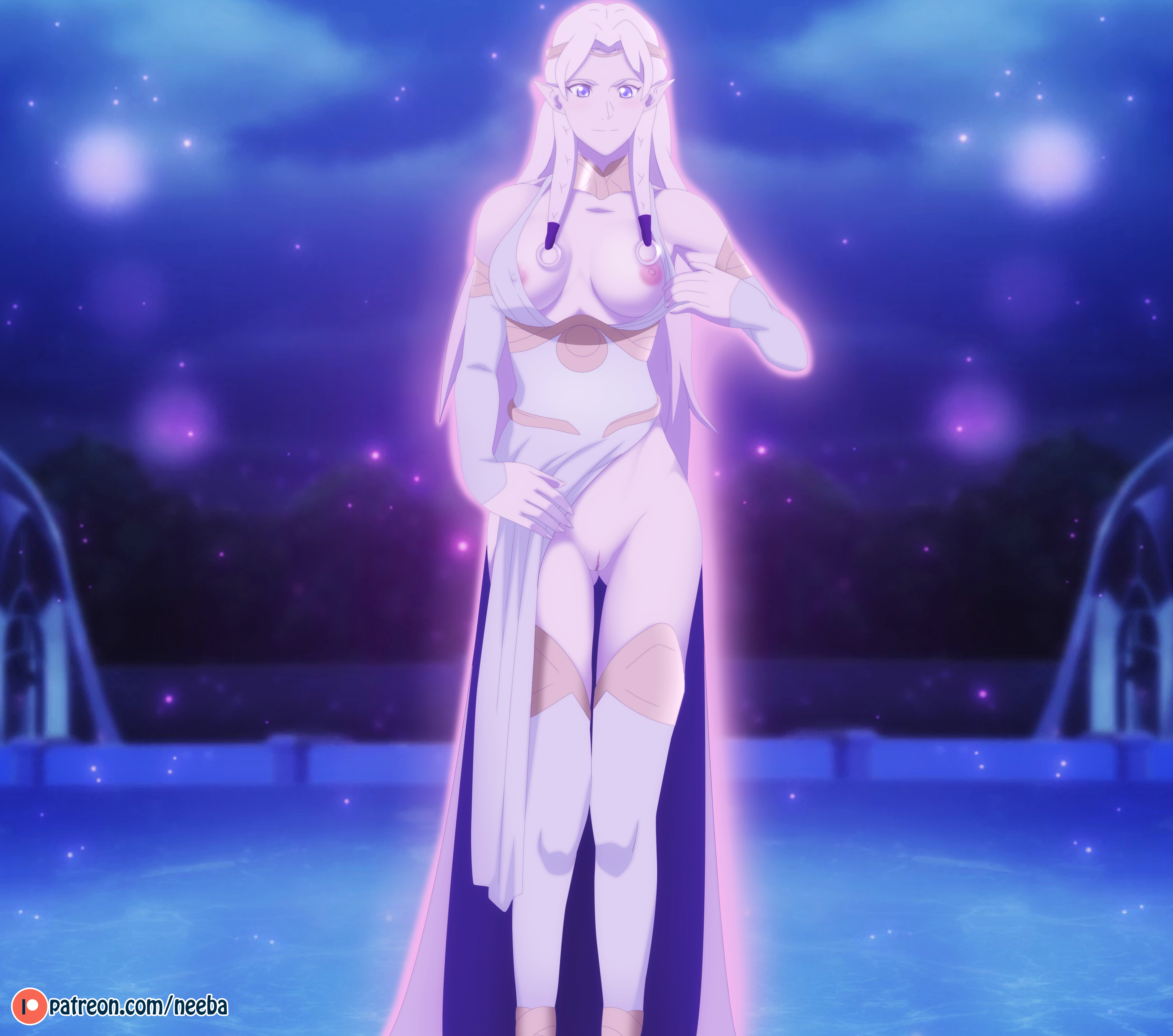 1girls, blue eyes, breasts, clothing, dota, dota 2, dota: dragon's blood, elf, elf ears, elf female, female, fymryn (dota), glowing, neeba, pointy ears, pussy, revealing pussy