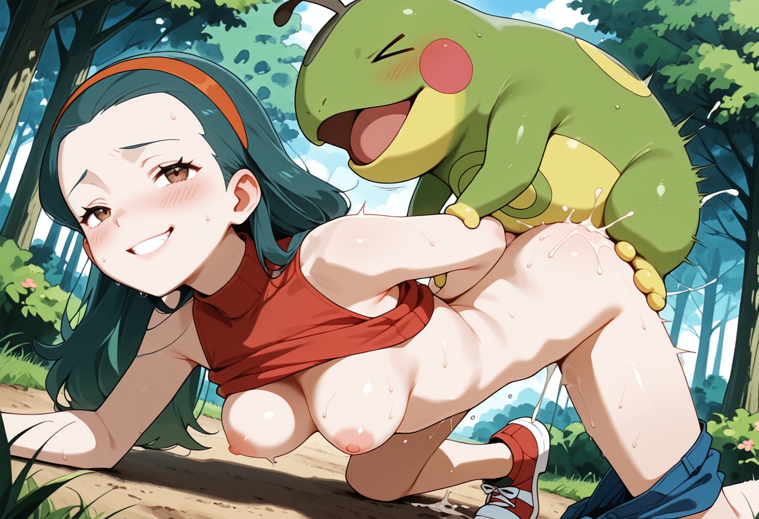 1boy, 1boy1girl, 1girl, 1girl1boy, 1girls, ai, ai art, ai assisted, ai generated, ai-created, beastiality, breasts, breasts out, character of the day, duo, game freak, greymaker, hetero, hetero sex, interspecies, interspecies sex, medium breasts, nintendo, pokemon, pokemon (anime), pokemon (creature), pokemon (species), pokemon trainer, pokephilia, politoed, sex, sex from behind, shirt lift, shorts around one leg, smirk, stable diffusion, tammy (pokemon)