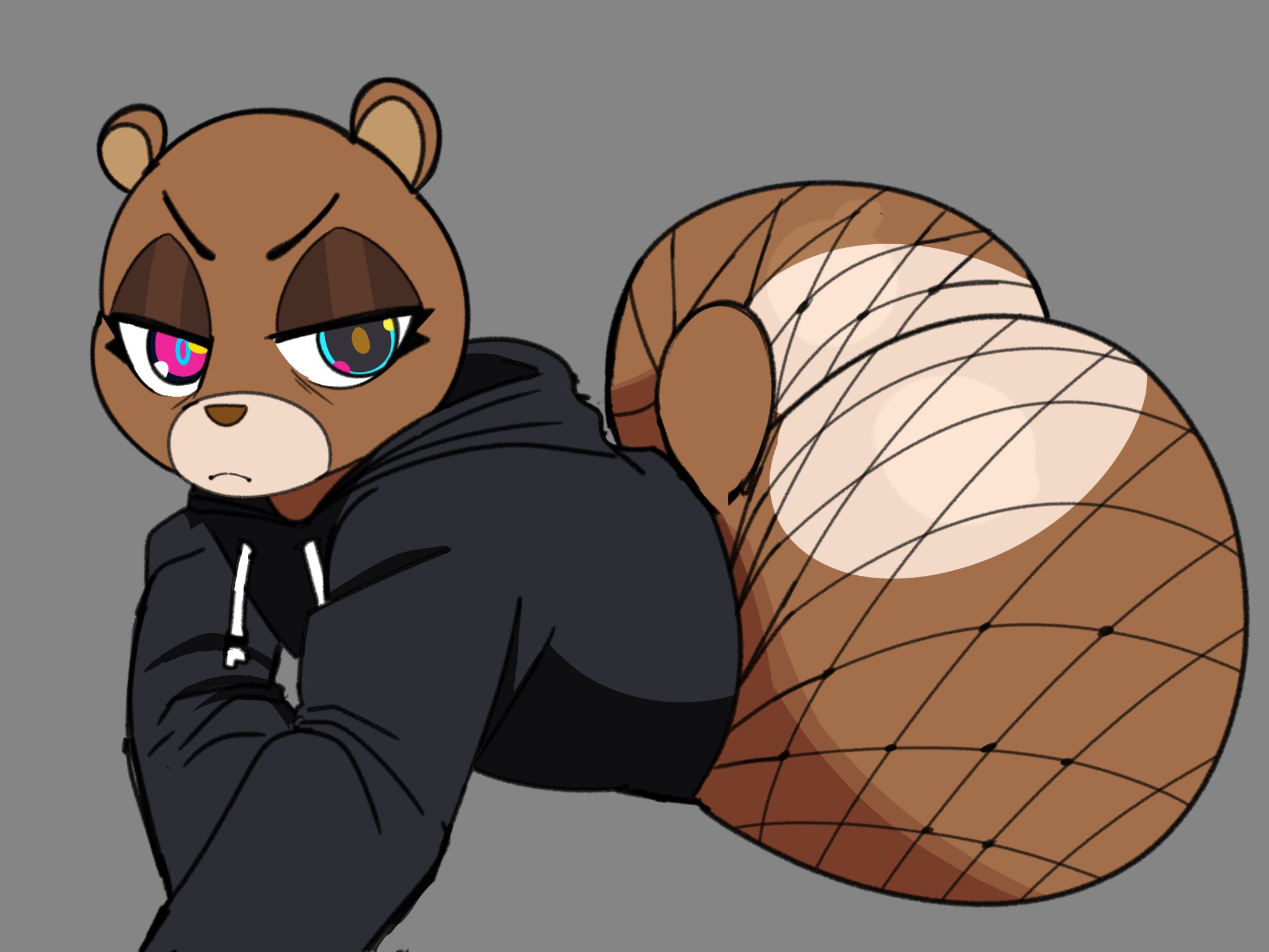 angry, anthro, ass, ass focus, ass up, bear, bear ears, bear tail, big ass, big butt, bubble ass, bubble butt, butt, butt focus, dropout bear, femboy, femboy focus, femboy only, fishnet, fishnet legwear, fishnet thighhighs, fishnets, furry, gay, gay male, goth, goth boy, gothic, graduation (album), half-closed eyes, hoodie, huge ass, huge butt, kanye west (copyright), looking at viewer, male, male focus, male only, massive ass, massive butt, presenting, presenting ass, presenting butt, ribznsfw, simple background