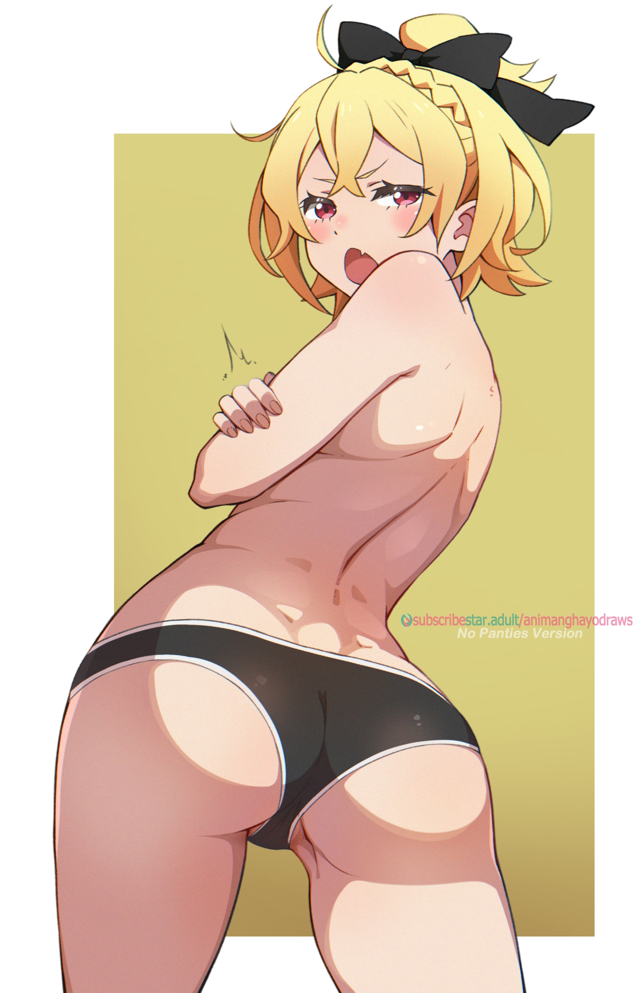 1girls, animanghayodraw, ass, ass focus, felt (re:zero), female, female only, panties, re:zero kara hajimeru isekai seikatsu, solo, tagme, topless, topless female
