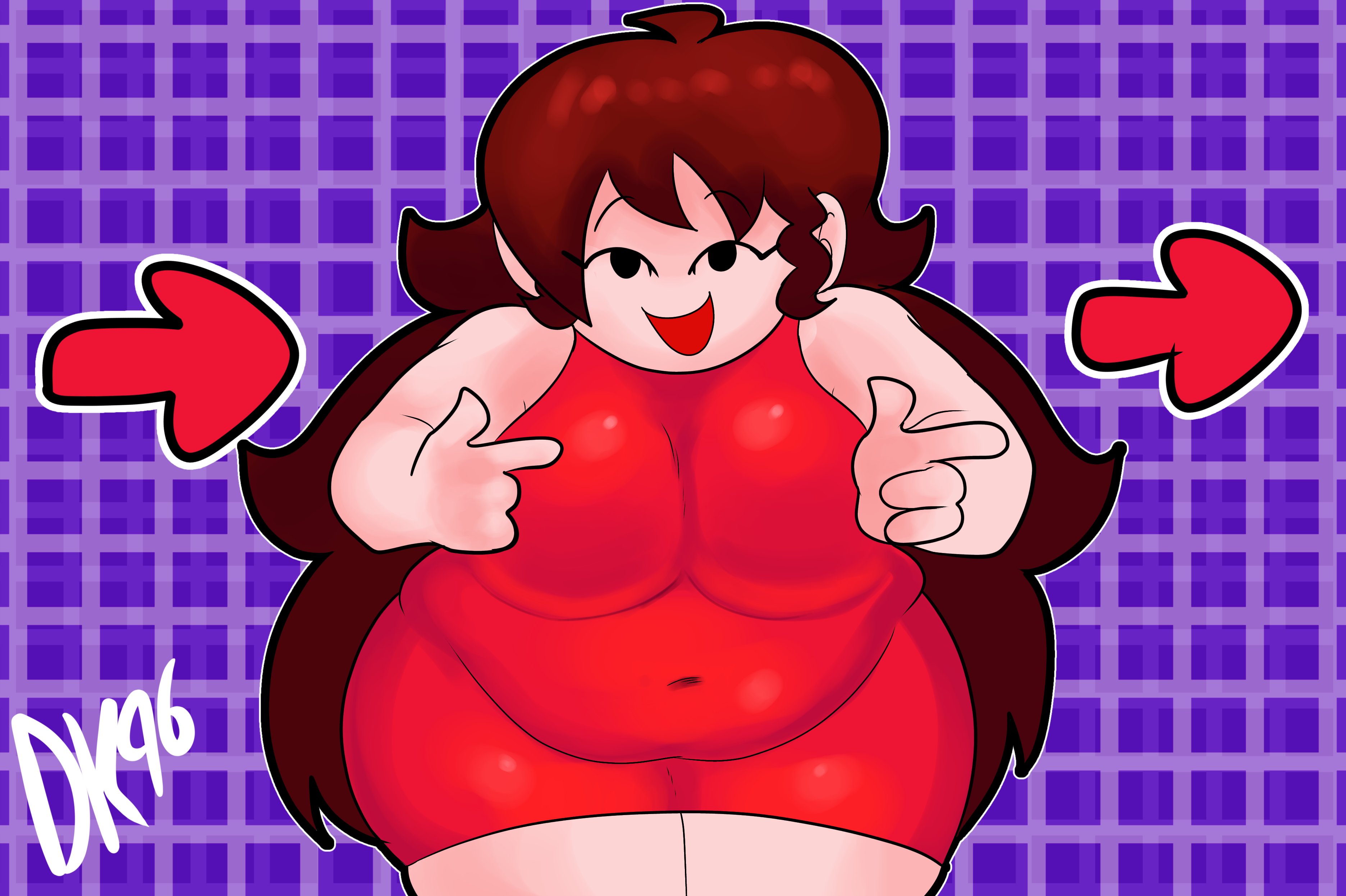auburn hair, belly, big belly, big breasts, chubby female, daisykitty96, female, fnf, friday night funkin, girlfriend (friday night funkin), overweight female