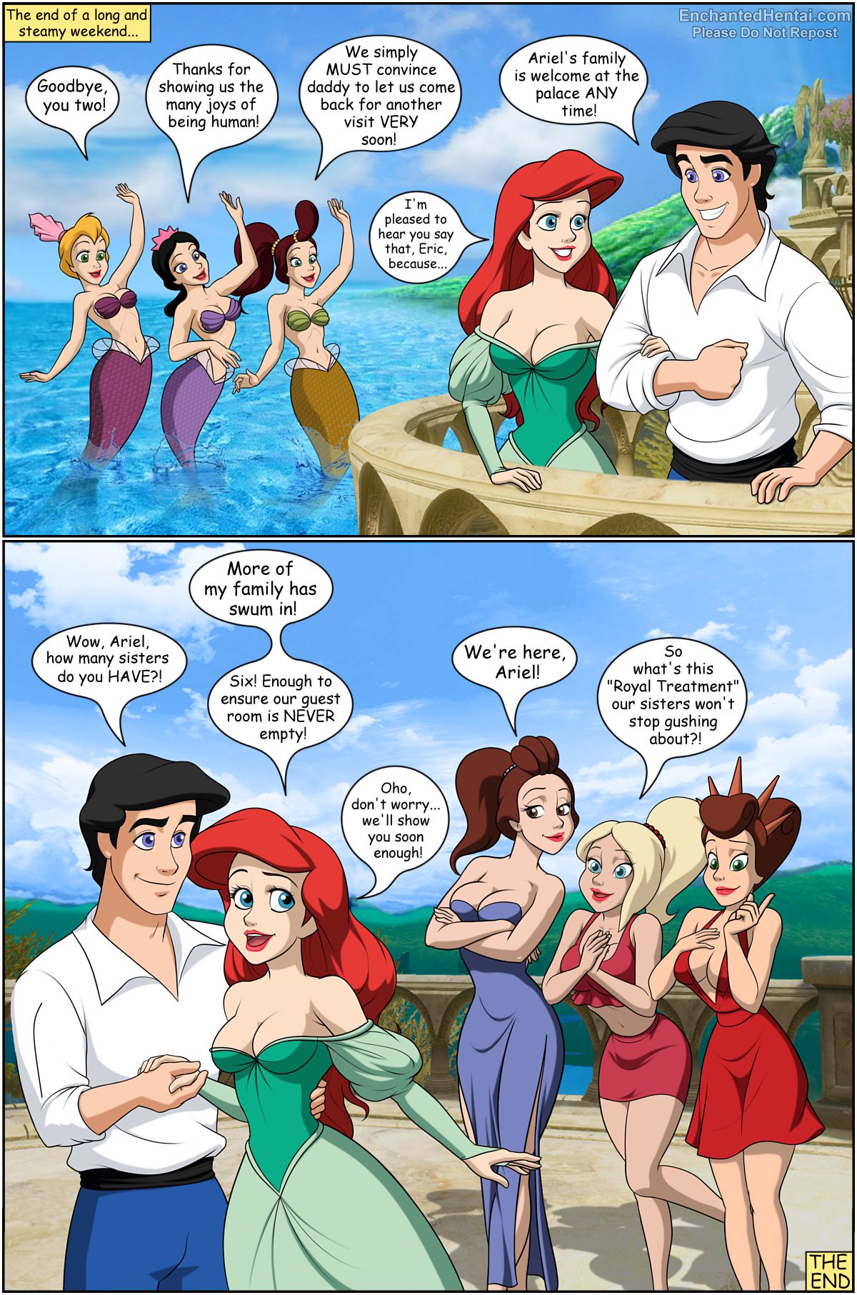 1boy 2:3 2_panel_comic 6+girls 7girls adella alana andrina aquata ariel ariel's_sisters ariel_(the_little_mermaid) arista artist_name attina black_hair black_hair_female blonde_hair blonde_hair_female blue_eyes blue_eyes_female blue_eyes_male brown_hair brown_hair_female cleavage clothing comic comic_page curves dialogue disney disney_princess drawnthatwayxx dress enchantedhentai.com end_page english_dialogue family female green_eyes green_eyes_female group harem hourglass_figure human humanized incest legs light_brown_hair long_black_hair long_brown_hair long_hair long_hair_female long_taglist male mermaid mermaid_tail multiple_females multiple_girls page_9 prince_eric princess red_hair red_hair_female royal royalty seashell_bikini_top seashell_bra short_blonde_hair short_hair short_hair_female sisters sole_male speech_bubble story sulca the_end the_little_mermaid the_little_mermaid_(1989_film) voluptuous water webcomic wide_hips